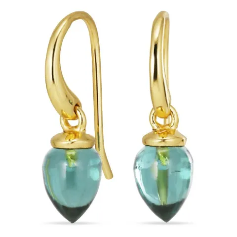 aqua kristal oorbellen in verguld zilver - Loom Stones