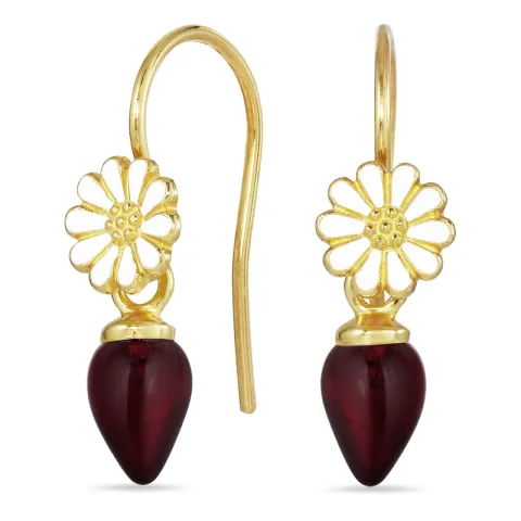 margriet rode kristal oorhaakjes in verguld zilver