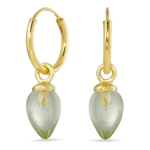 12 mm groen kristal creool in verguld zilver