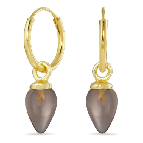 12 mm rookkleurige kristal creool in verguld zilver