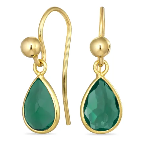 druppel groen kristal oorhaakjes in verguld zilver