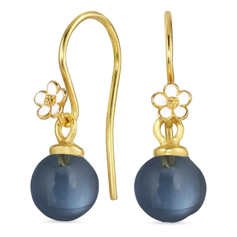 margriet donkerblauw kristal oorhaakjes in verguld zilver