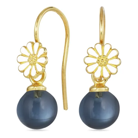 margriet donkerblauw kristal oorhaakjes in verguld zilver