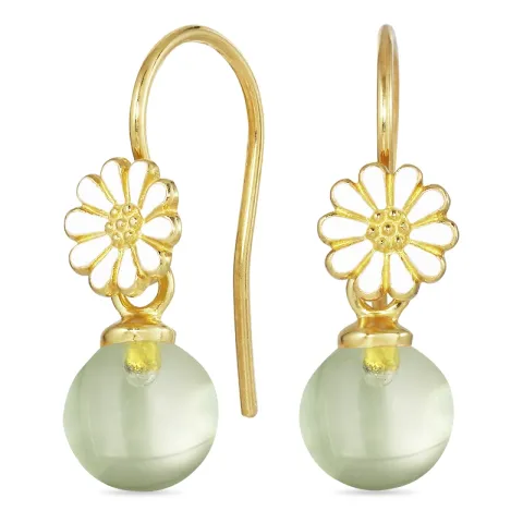 margriet lichtgroene kristal oorhaakjes in verguld zilver