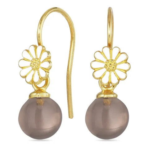 margriet rookkleurige kwarts oorhaakjes in verguld zilver