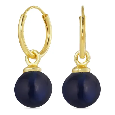 12 mm synthetisch blauwe saffier creool in verguld zilver