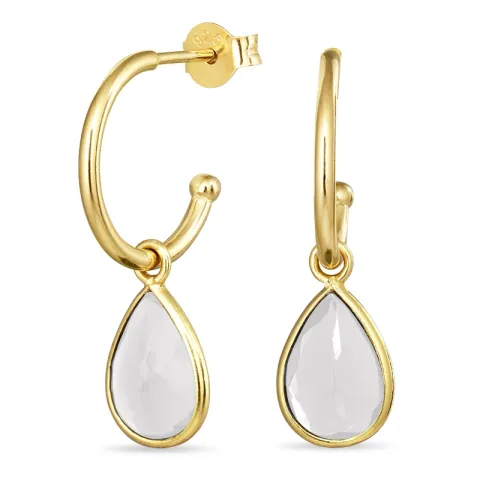 12 mm heldere kwarts halfcreool in verguld zilver