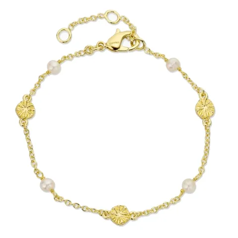 parel armband in verguld messing