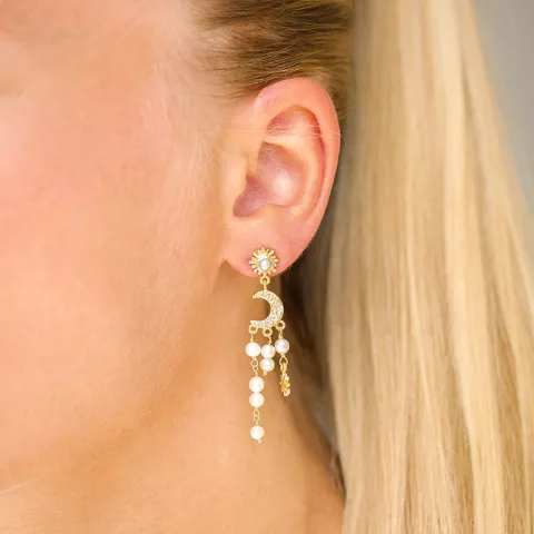 maan en ster oorbellen in verguld messing - Eliné