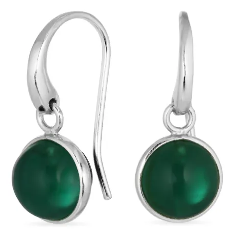 rond donkergroen kristal oorbellen in verzilverd messing - Loom Stones