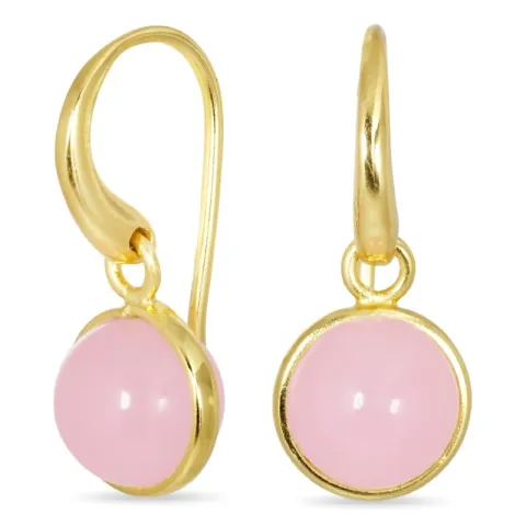 verzamelmonster rond roze kristal oorbellen in verguld messing - Loom Stones