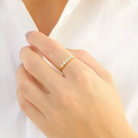 zirkoon ring in verguld messing - Eliné