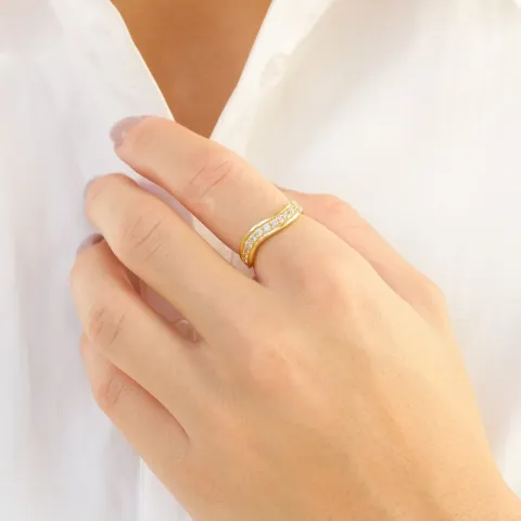 zirkoon ring in verguld messing - Eliné