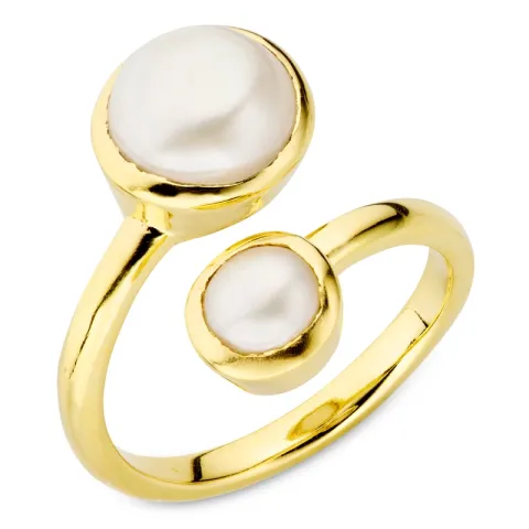 parel ring in verguld messing - Eliné