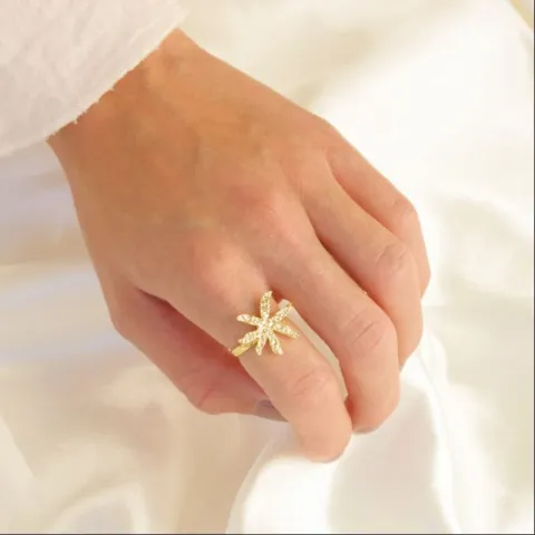 bloem ring in verguld messing - Eliné