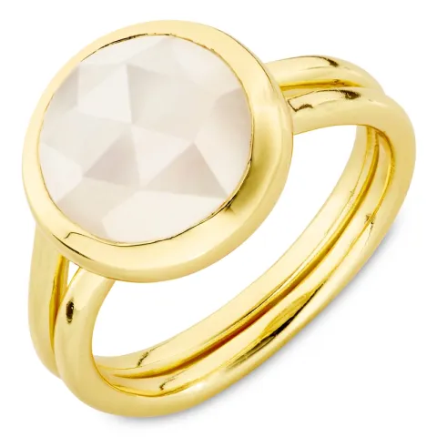 maansteen ring in verguld messing - Loom Stones