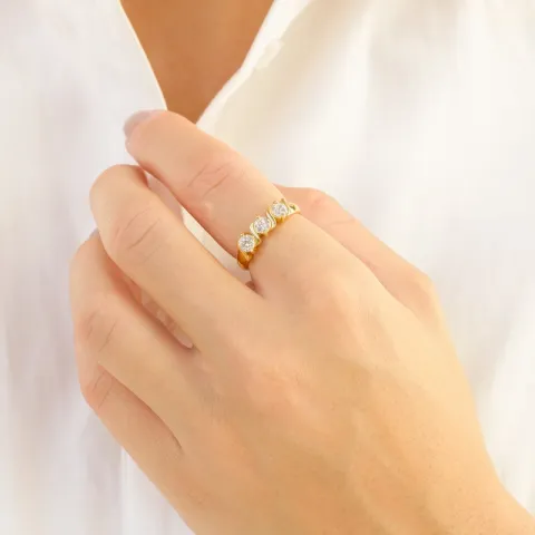 zirkoon ring in verguld messing - Eliné