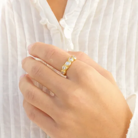 zirkoon ring in verguld messing - Eliné