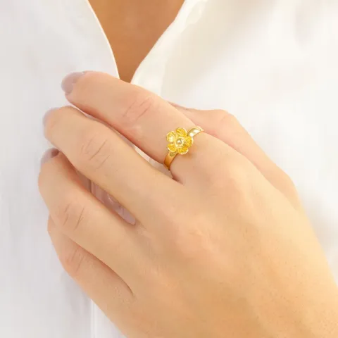bloem ring in verguld messing - Eliné