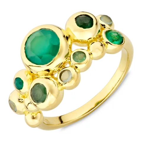 groen ring in verguld messing - Bubbly Twist