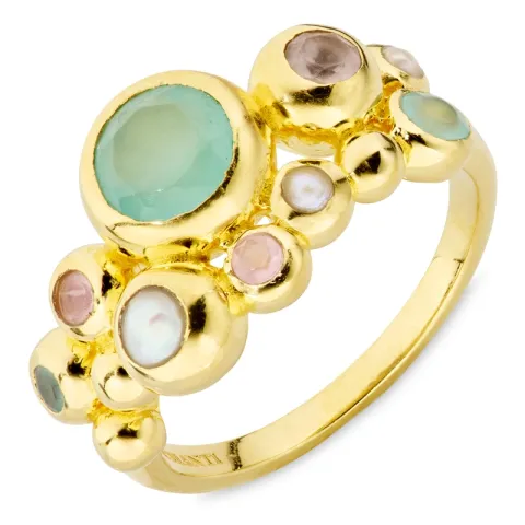 veelkleurig ring in verguld messing - Bubbly Twist