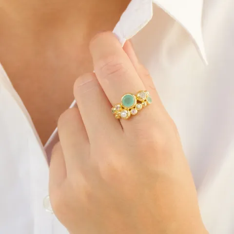 veelkleurig ring in verguld messing - Bubbly Twist