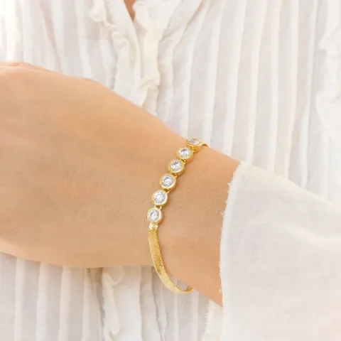 zirkoon armband in verguld messing - Eliné