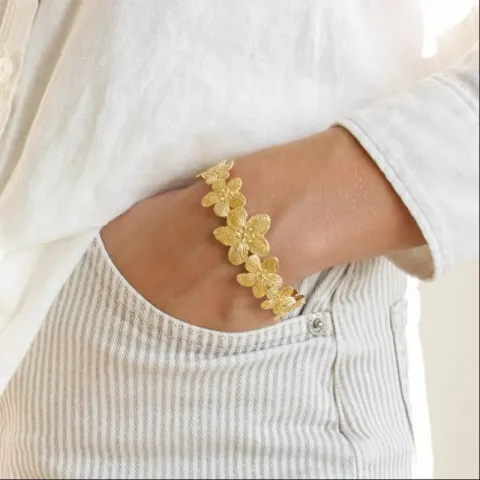 bloem armband in verguld messing - Eliné