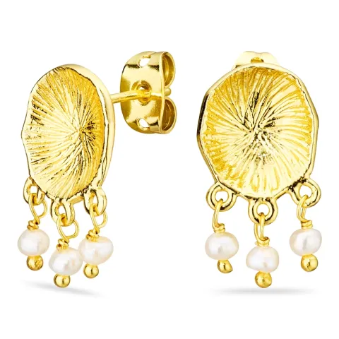 parel oorbellen in verguld messing - Eliné