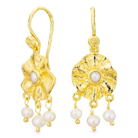 parel oorbellen in verguld messing - Eliné