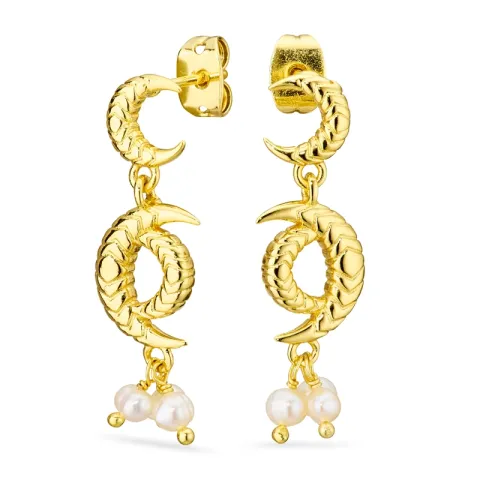 maan parel oorbellen in verguld messing - Eliné