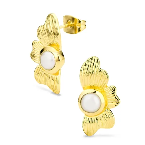 parel oorbellen in verguld messing - Eliné