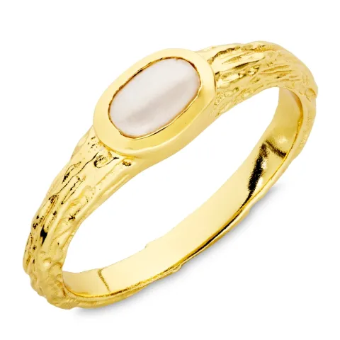 parel ring in verguld messing - Eliné