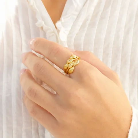 blad ring in verguld messing - Eliné