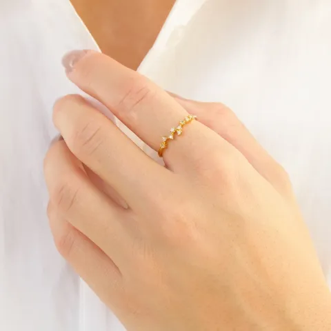 witte zirkoon ring in verguld messing - Eliné