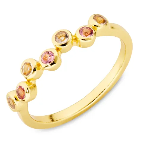 pink kristal ring in verguld messing - Bubbly Twist