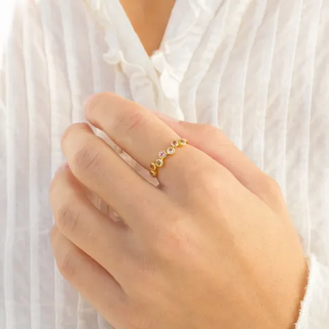 pink kristal ring in verguld messing - Bubbly Twist