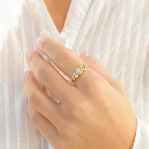 zirkoon ring in verguld messing - Bubbly Sparkle