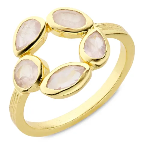 pink jadesteen ring in verguld messing - Eliné