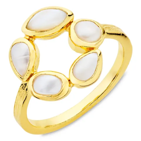 parel ring in verguld messing - Eliné