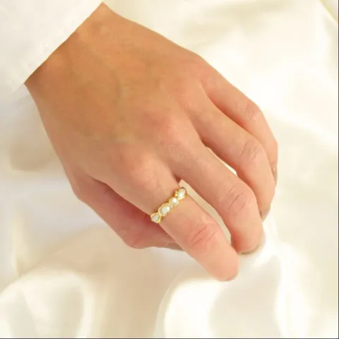 parel ring in verguld messing - Eliné