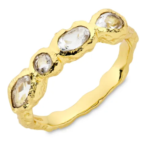 heldere kwarts ring in verguld messing - Eliné