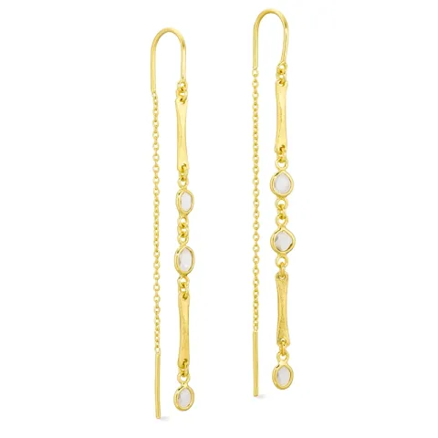 lange ketting oorbellen in verguld messing - Eliné