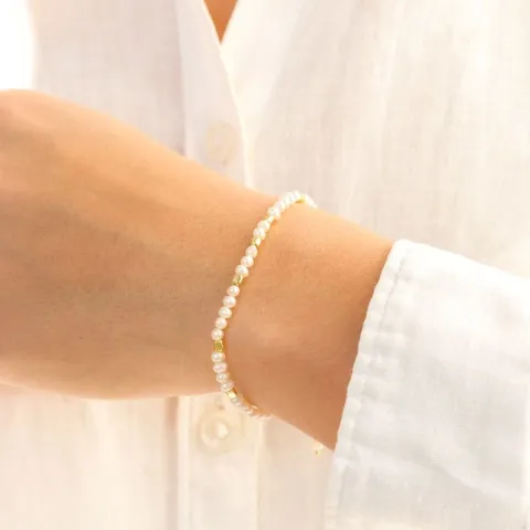 parel armband in verguld messing - Eliné