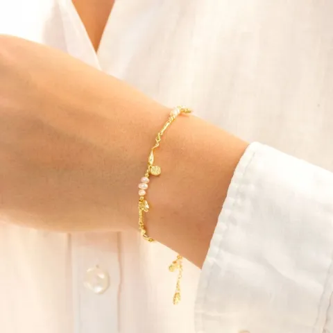 parel armband in verguld messing - Eliné