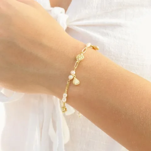 parel armband in verguld messing - Eliné