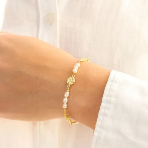 parel armband in verguld messing - Eliné