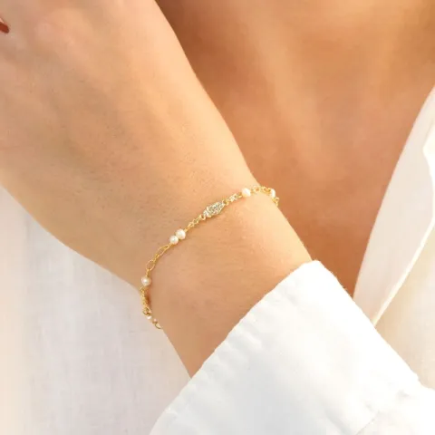 parel armband in verguld messing - Eliné
