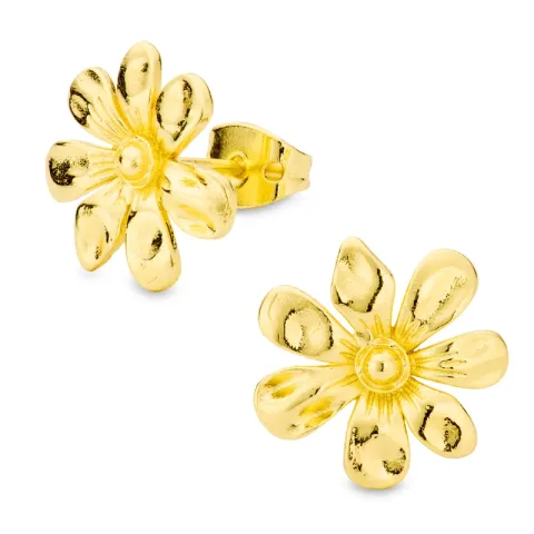 bloem oorbellen in verguld messing - Eliné