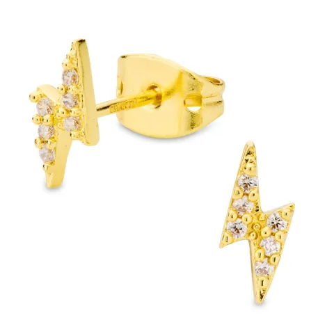 bliksem oorbellen in verguld messing - Eliné